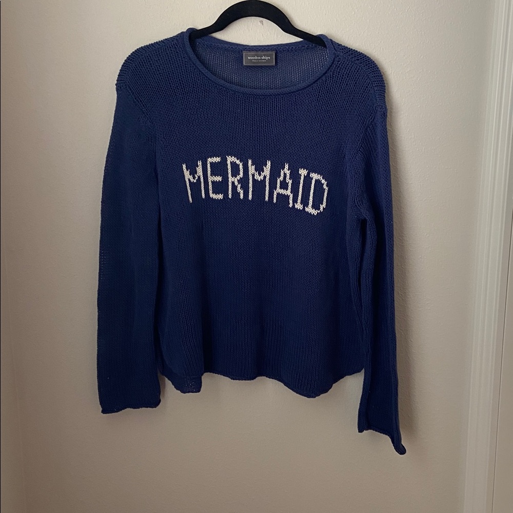 Wooden Ships Navy Blue "MERMAID" Knit Sweater